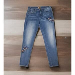 Driftwood Beau embroidered floral distressed skinny jeans 26